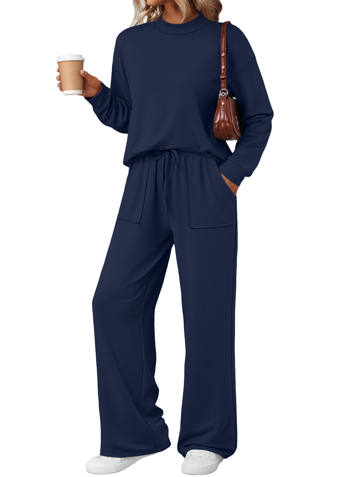 LILLUSORY Womens Lounge Two 2 Piece Sets Early Fall 2025 Fashion Outfits Clothes Clothing Matching Sweatsuit Sweat Suit Trendy Airport Travel Winter Loungewear Pajamas Cruise Old Money Nutmeg