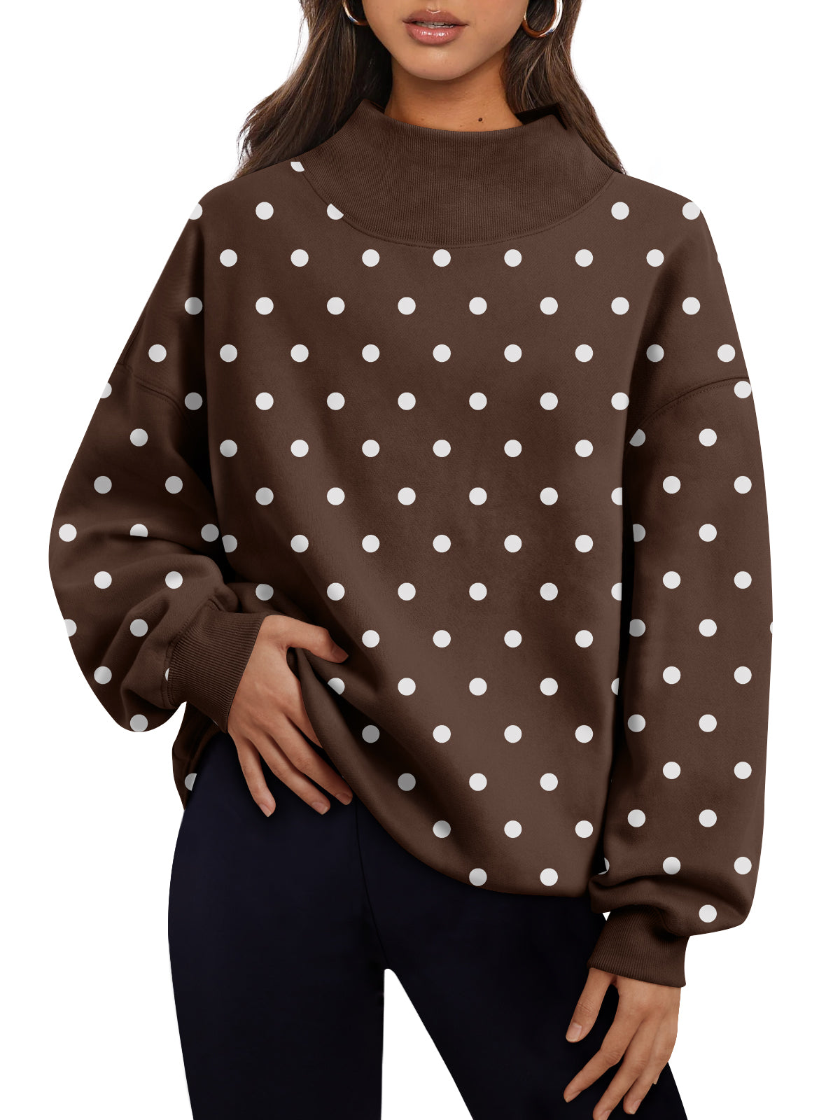 Trendy Queen Womens Mock Neck Sweatshirts Oversized Pullover Fall Outfits Fall Fashion Clothes 2026