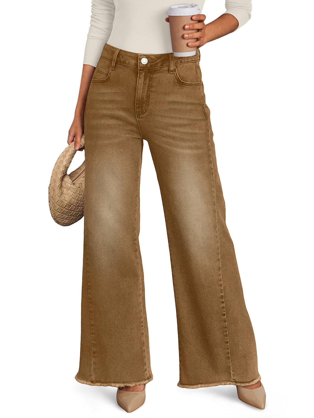 Brown wide leg jeans
