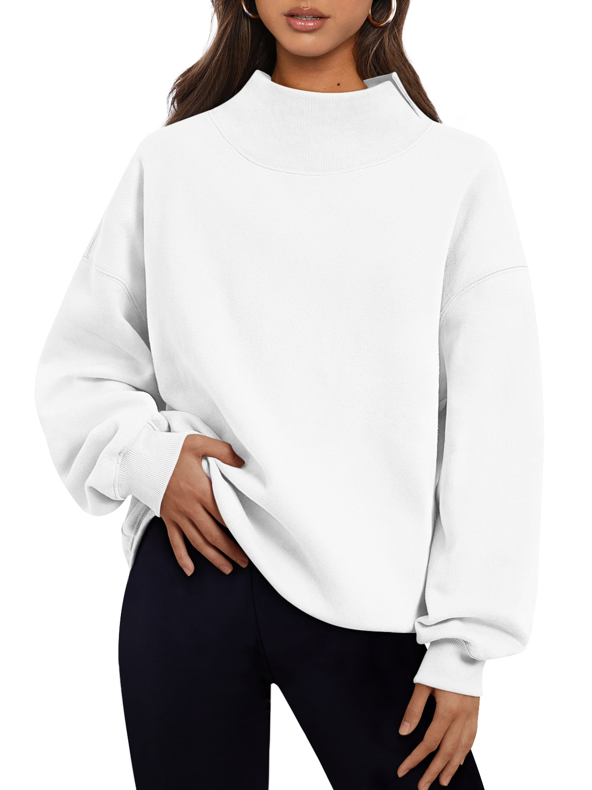 Trendy Queen Womens Mock Neck Sweatshirts Oversized Pullover Fall Outfits Fall Fashion Clothes 2026