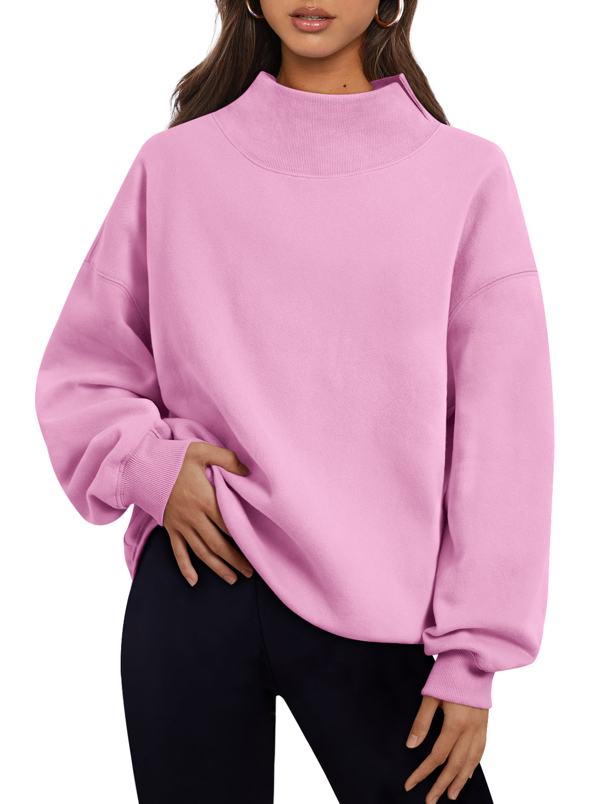 Trendy Queen Womens Mock Neck Sweatshirts Oversized Pullover Fall Outfits Fall Fashion Clothes 2026