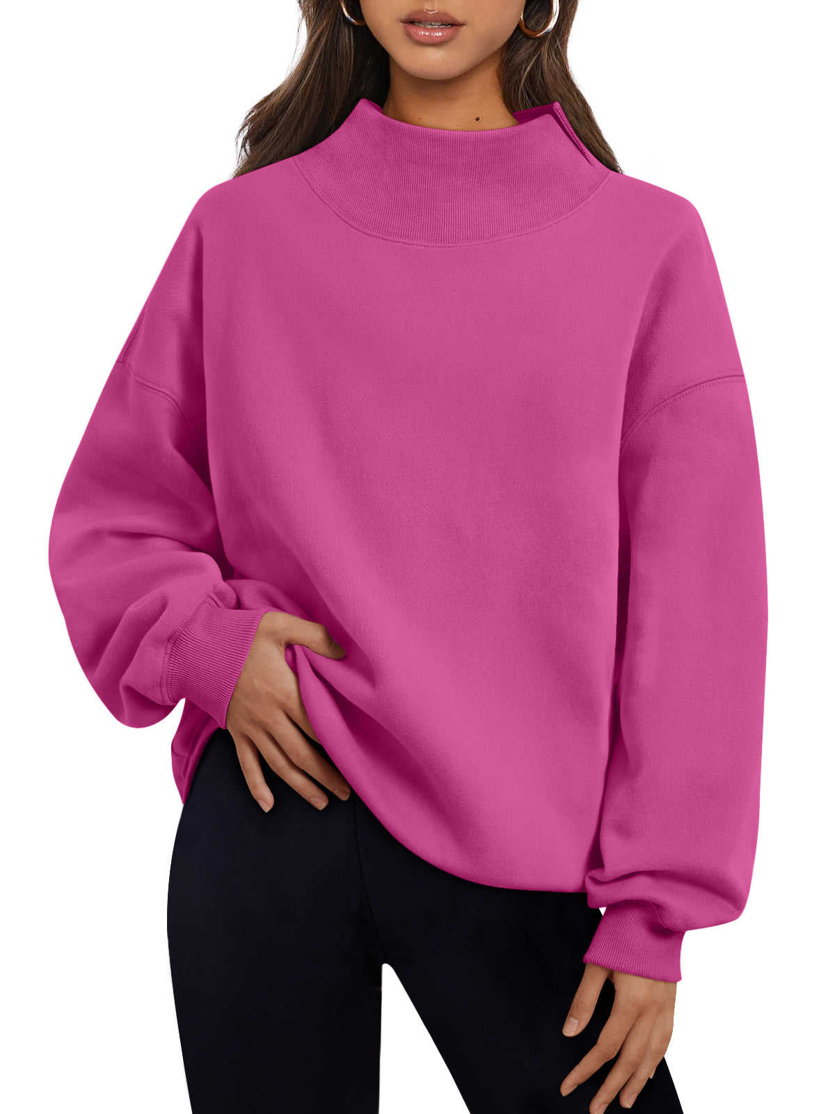 Trendy Queen Womens Mock Neck Sweatshirts Oversized Pullover Fall Outfits Fall Fashion Clothes 2026