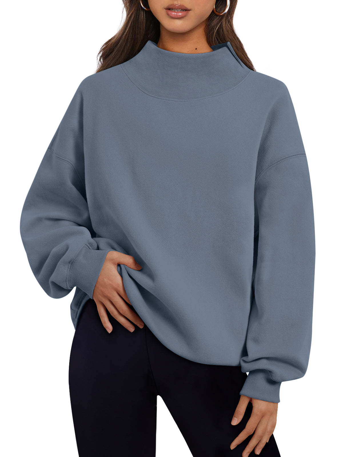 Trendy Queen Womens Mock Neck Sweatshirts Oversized Pullover Fall Outfits Fall Fashion Clothes 2026