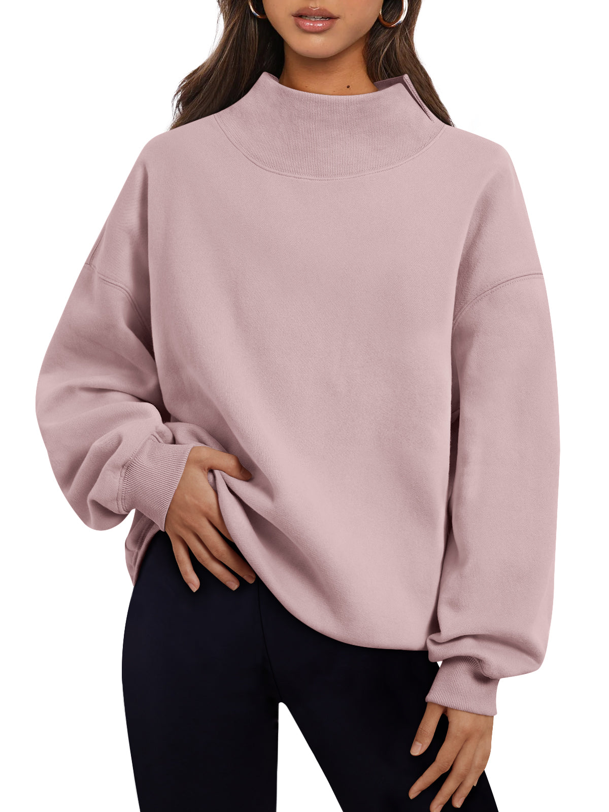 Trendy Queen Womens Mock Neck Sweatshirts Oversized Pullover Fall Outfits Fall Fashion Clothes 2026