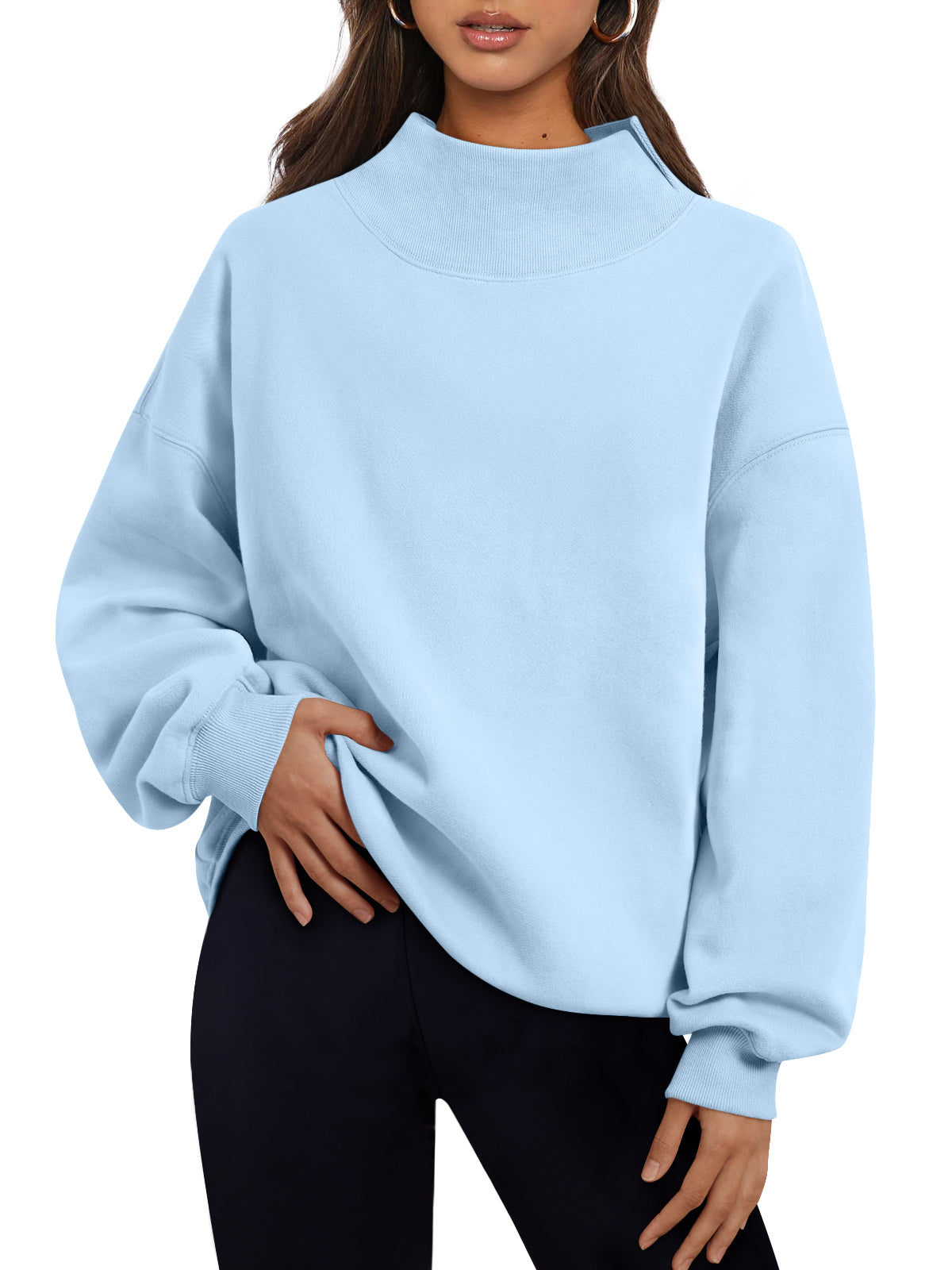 Trendy Queen Womens Mock Neck Sweatshirts Oversized Pullover Fall Outfits Fall Fashion Clothes 2026