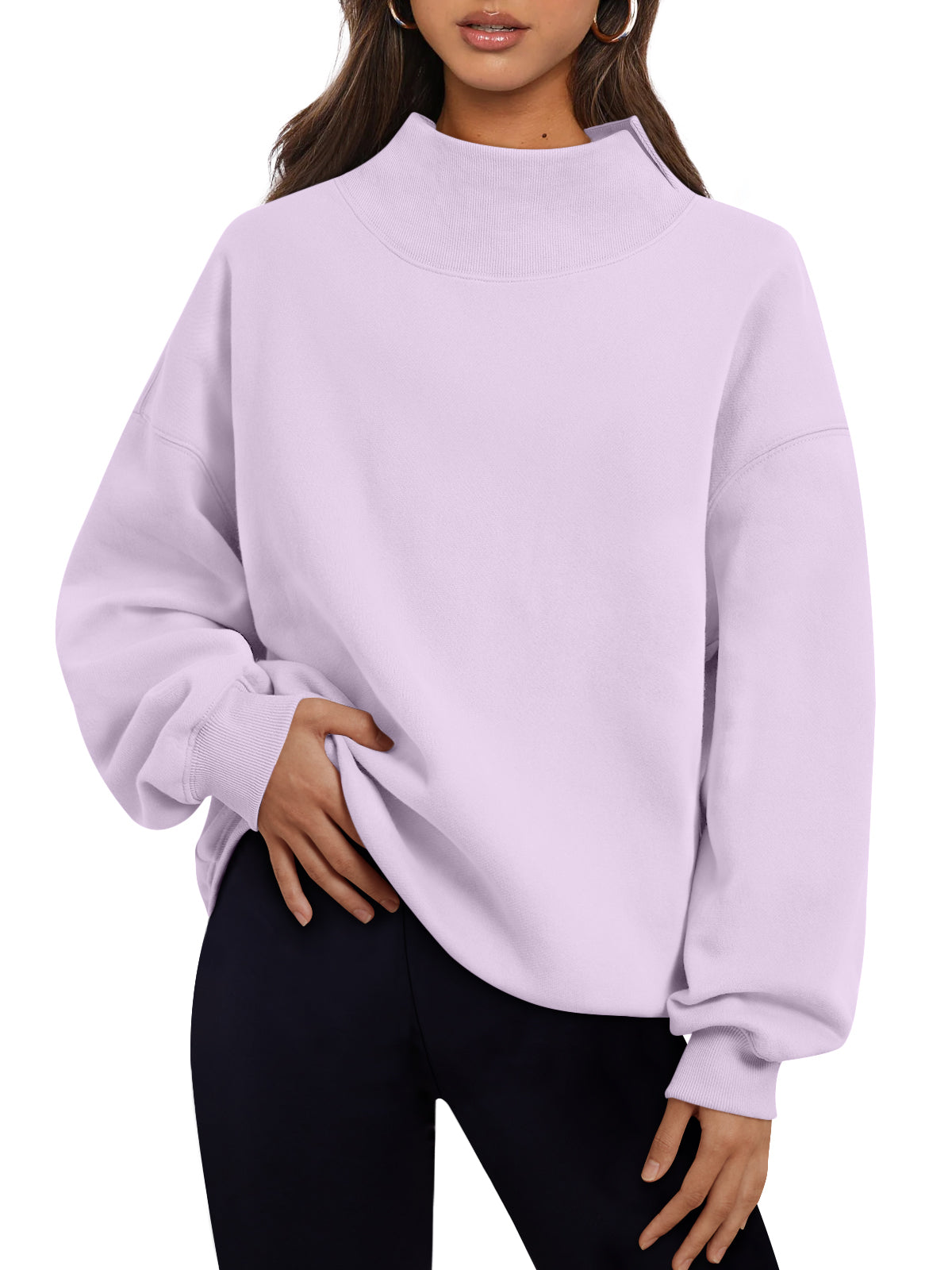 Trendy Queen Womens Mock Neck Sweatshirts Oversized Pullover Fall Outfits Fall Fashion Clothes 2026