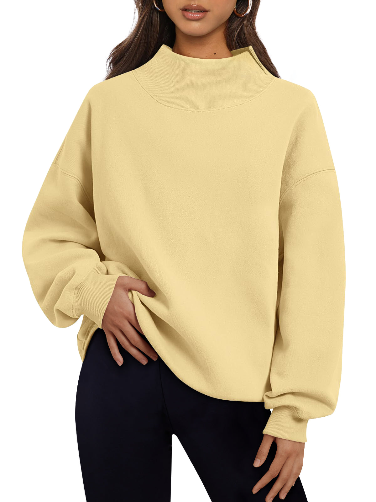 Trendy Queen Womens Mock Neck Sweatshirts Oversized Pullover Fall Outfits Fall Fashion Clothes 2026