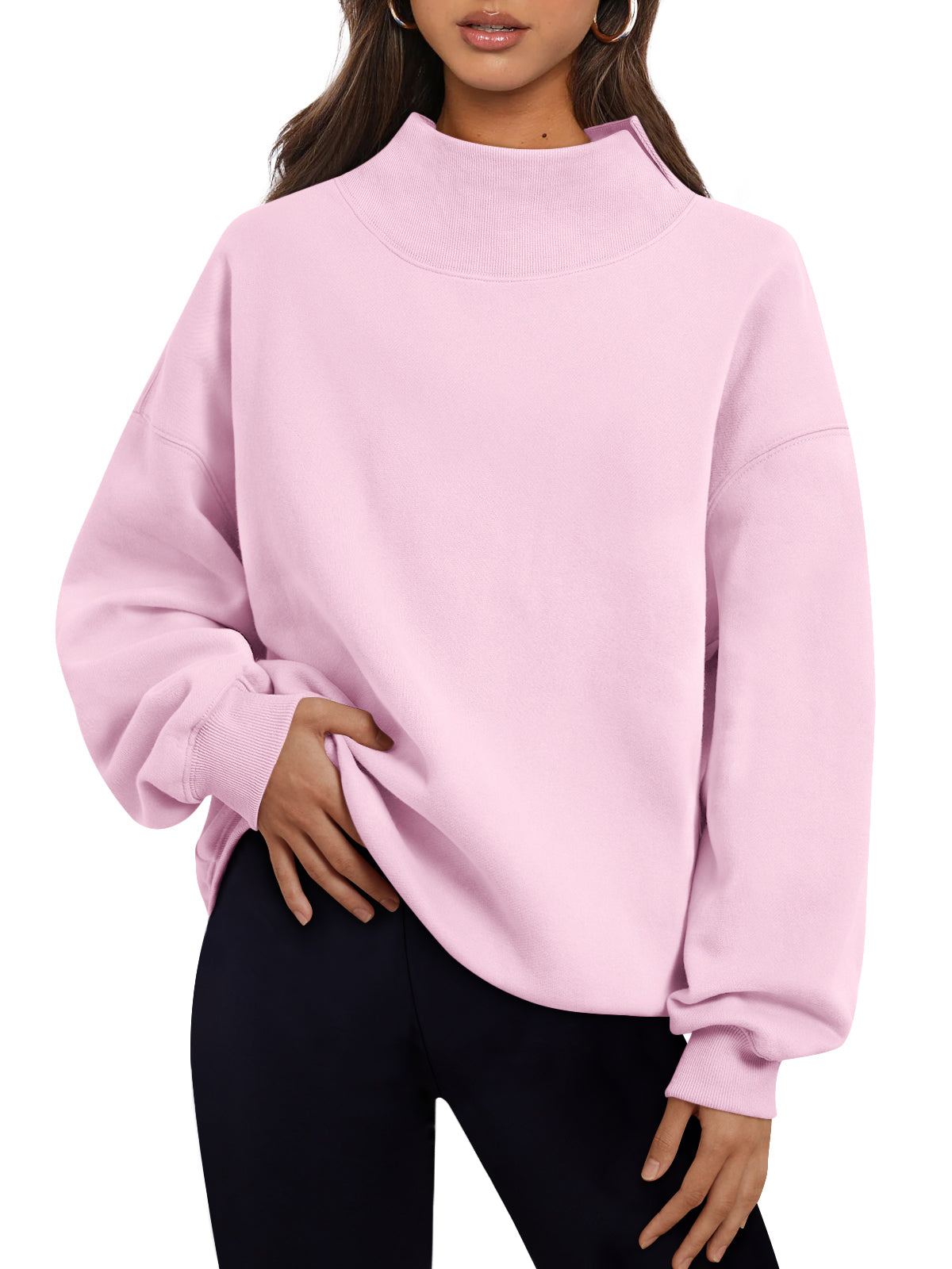 Trendy Queen Womens Mock Neck Sweatshirts Oversized Pullover Fall Outfits Fall Fashion Clothes 2026