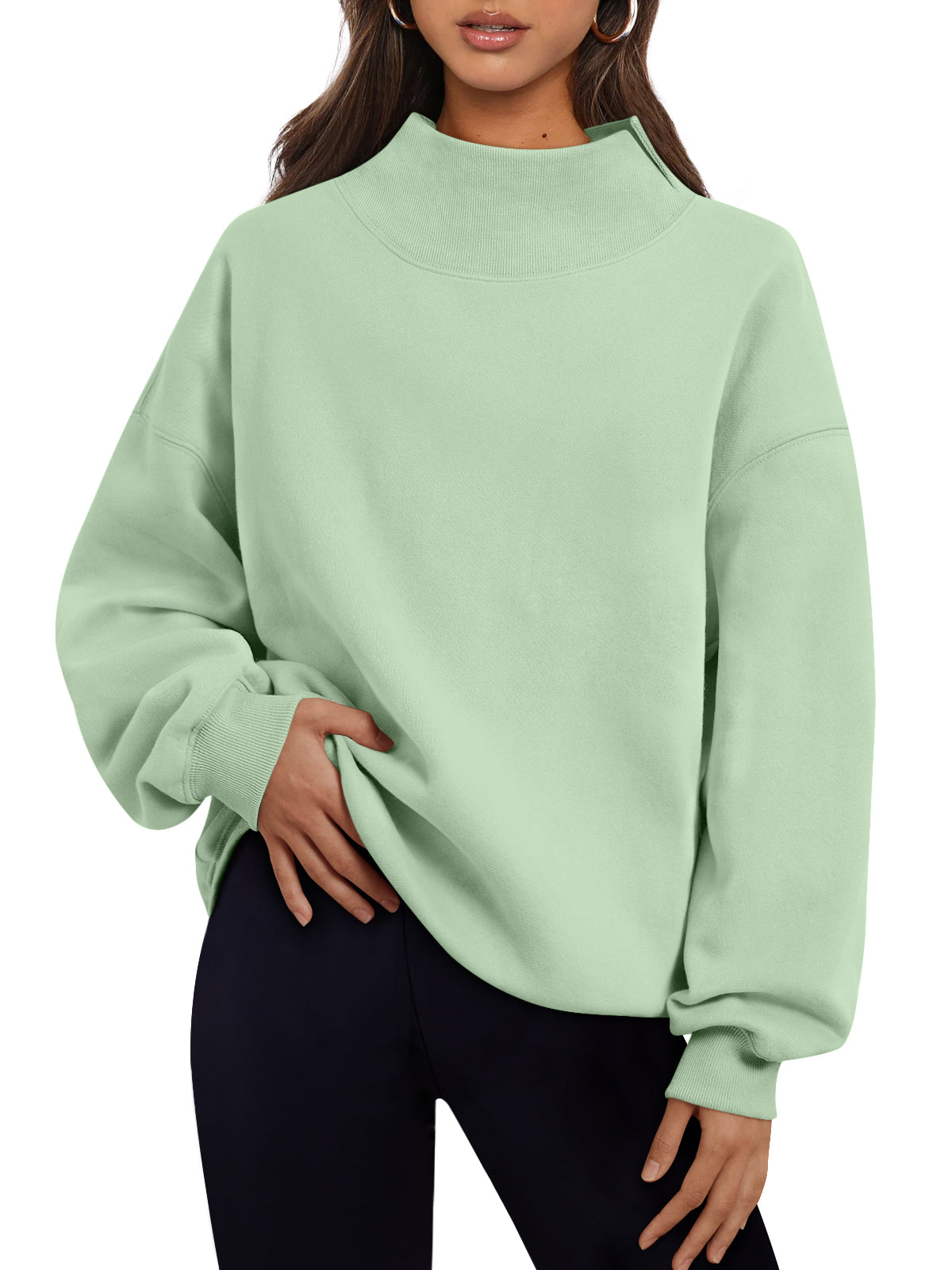 Trendy Queen Womens Mock Neck Sweatshirts Oversized Pullover Fall Outfits Fall Fashion Clothes 2026