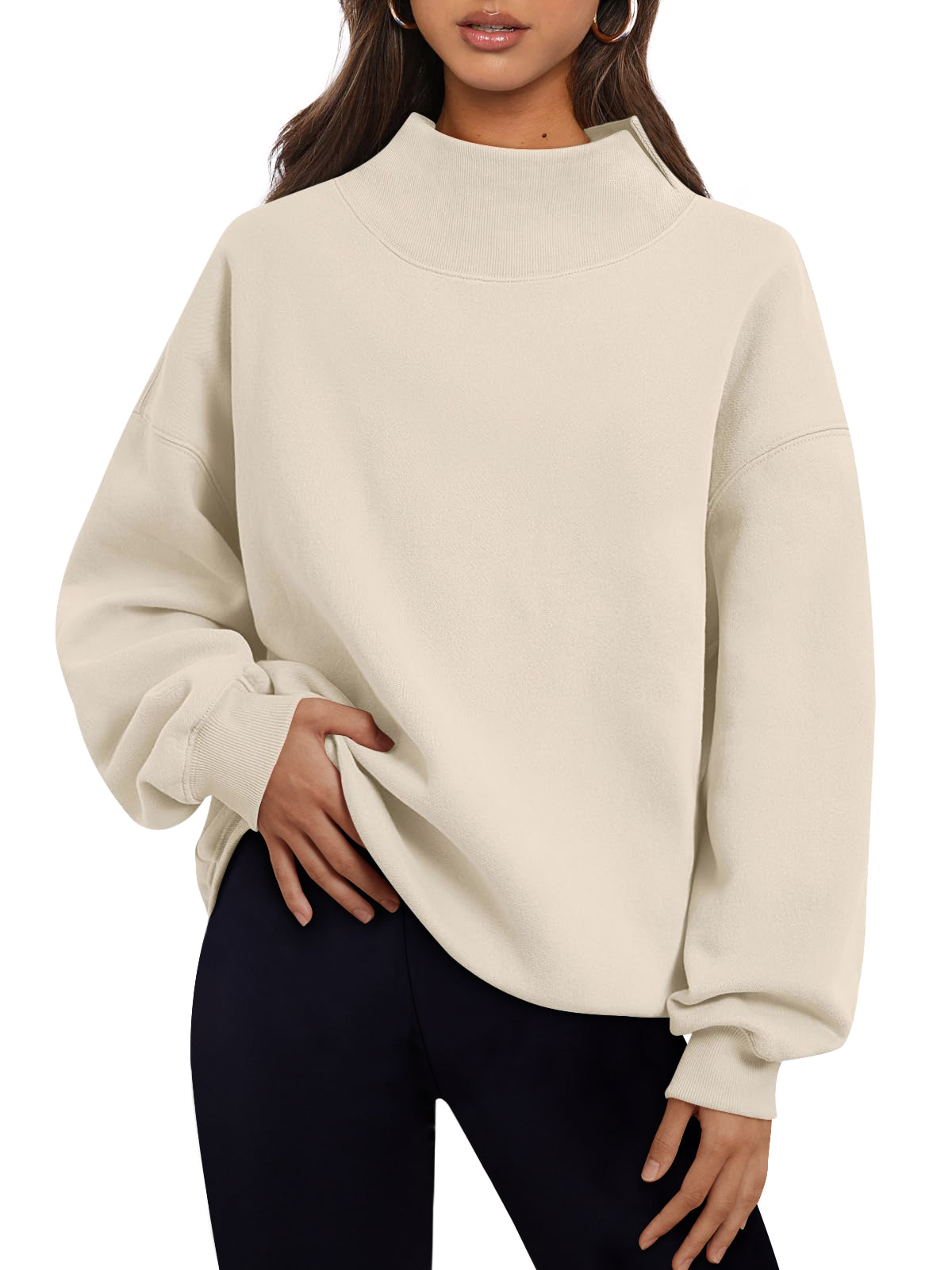 Trendy Queen Womens Mock Neck Sweatshirts Oversized Pullover Fall Outfits Fall Fashion Clothes 2026