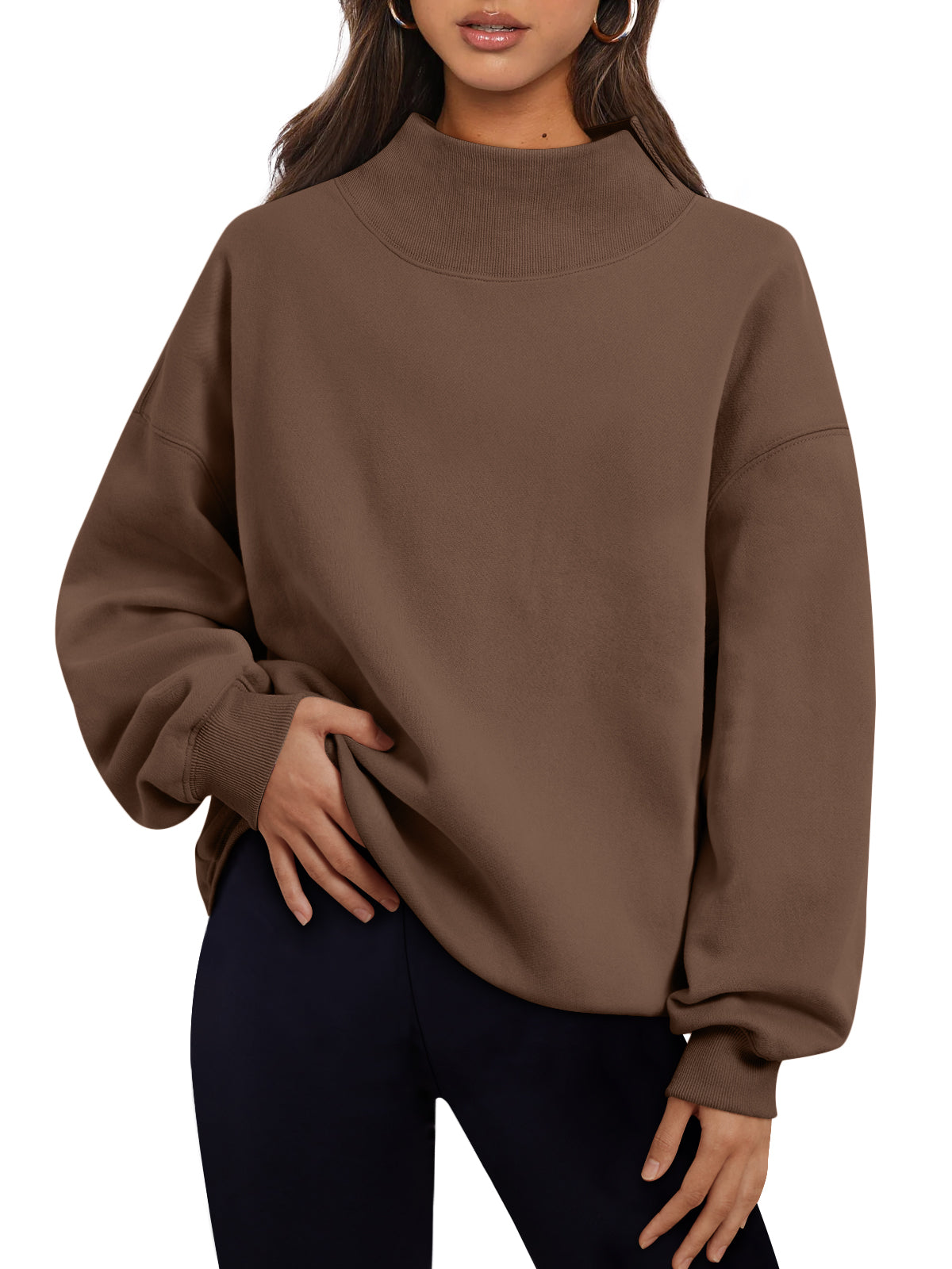 Trendy Queen Womens Mock Neck Sweatshirts Oversized Pullover Fall Outfits Fall Fashion Clothes 2026