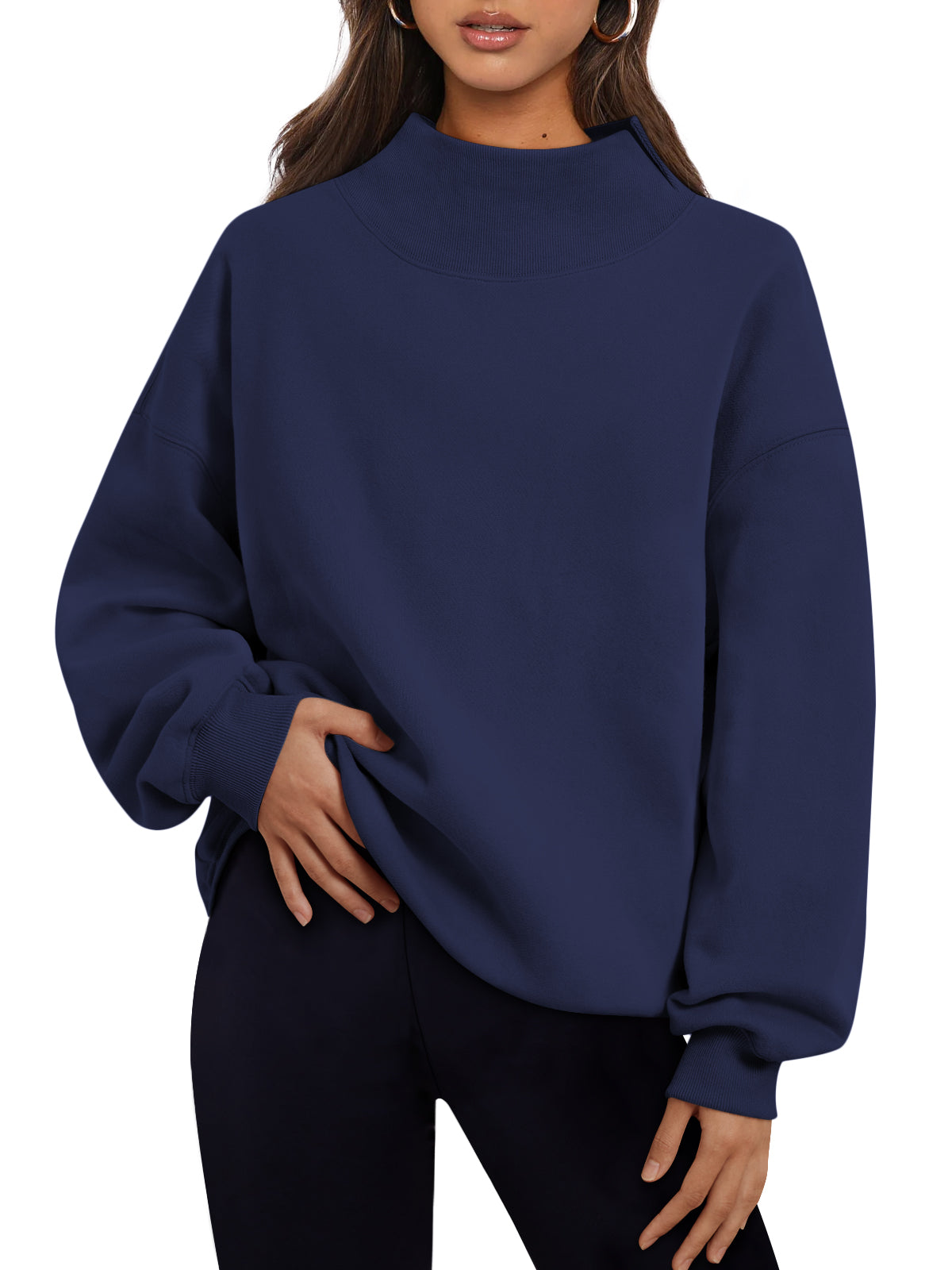Trendy Queen Womens Mock Neck Sweatshirts Oversized Pullover Fall Outfits Fall Fashion Clothes 2026