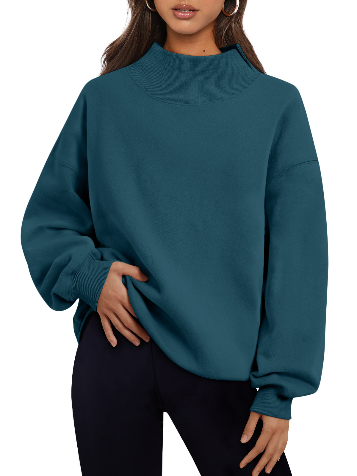 Trendy Queen Womens Mock Neck Sweatshirts Oversized Pullover Fall Outfits Fall Fashion Clothes 2026