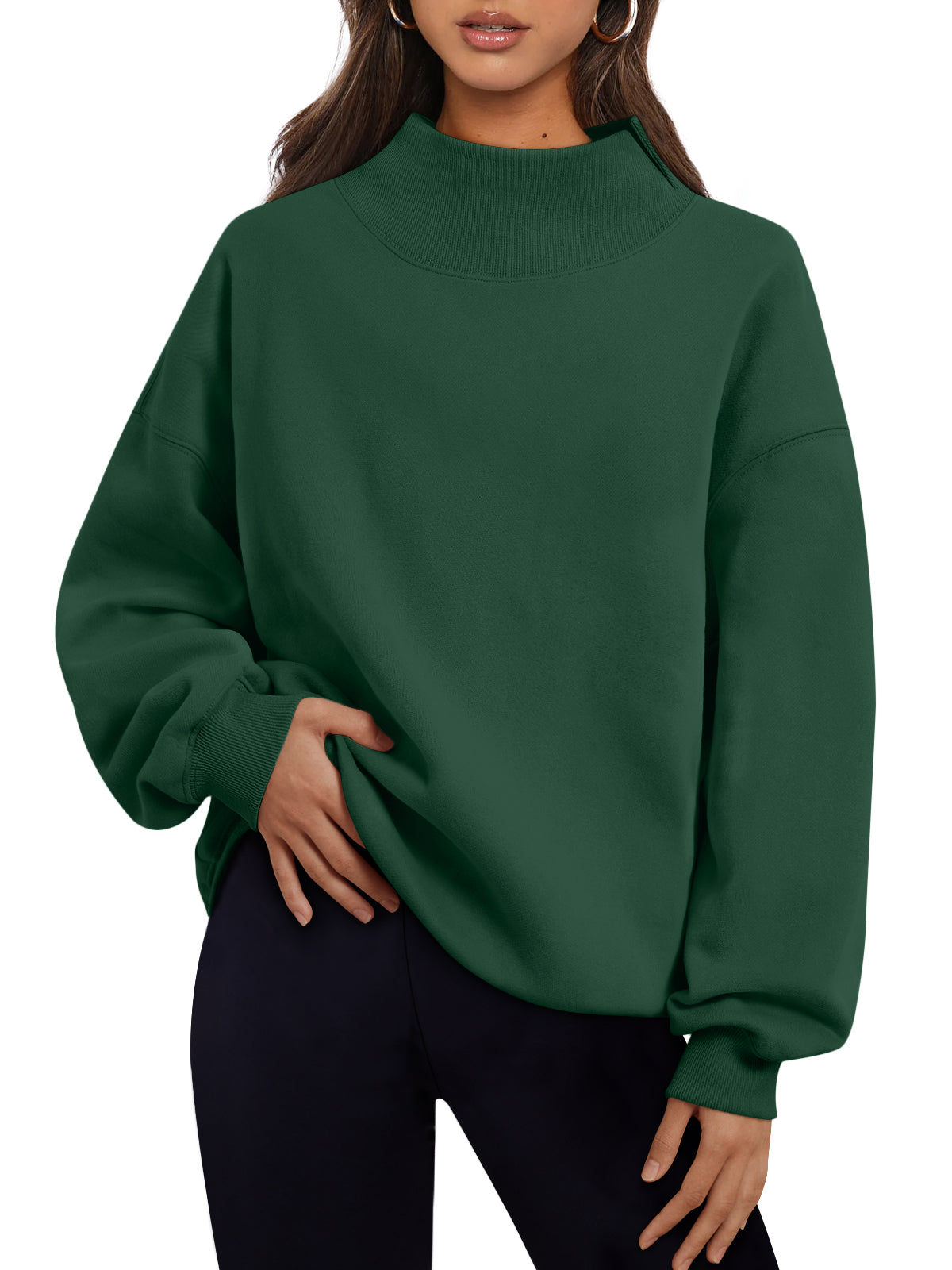 Trendy Queen Womens Mock Neck Sweatshirts Oversized Pullover Fall Outfits Fall Fashion Clothes 2026