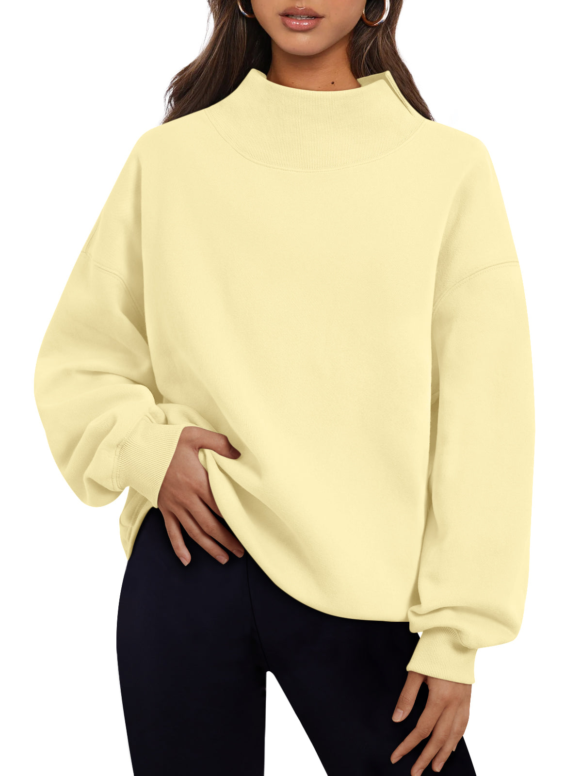 Trendy Queen Womens Mock Neck Sweatshirts Oversized Pullover Fall Outfits Fall Fashion Clothes 2026