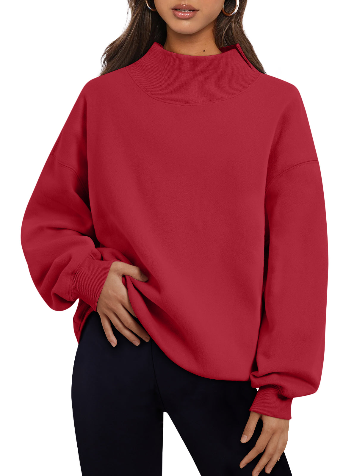 Trendy Queen Womens Mock Neck Sweatshirts Oversized Pullover Fall Outfits Fall Fashion Clothes 2026
