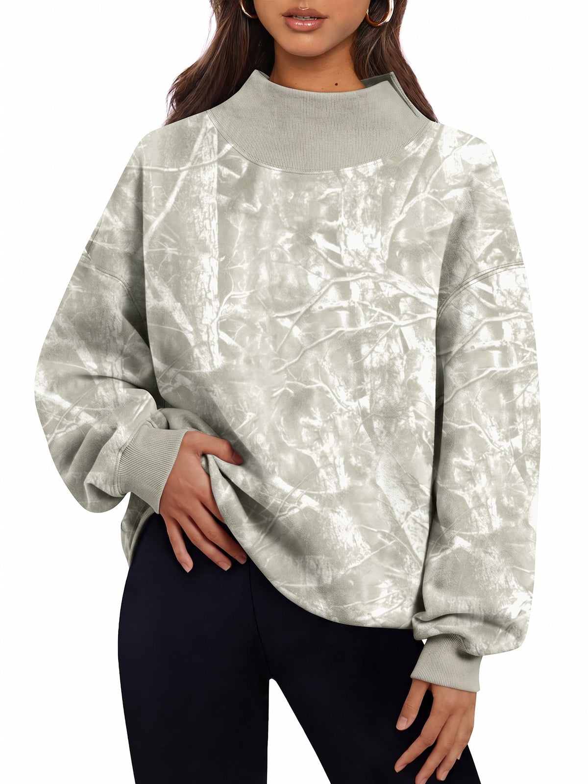 Trendy Queen Womens Mock Neck Sweatshirts Oversized Pullover Fall Outfits Fall Fashion Clothes 2026