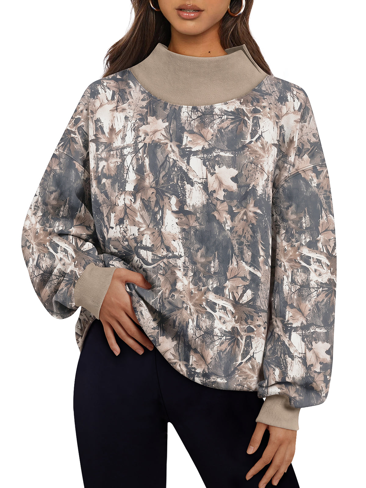 Trendy Queen Womens Mock Neck Sweatshirts Oversized Pullover Fall Outfits Fall Fashion Clothes 2026