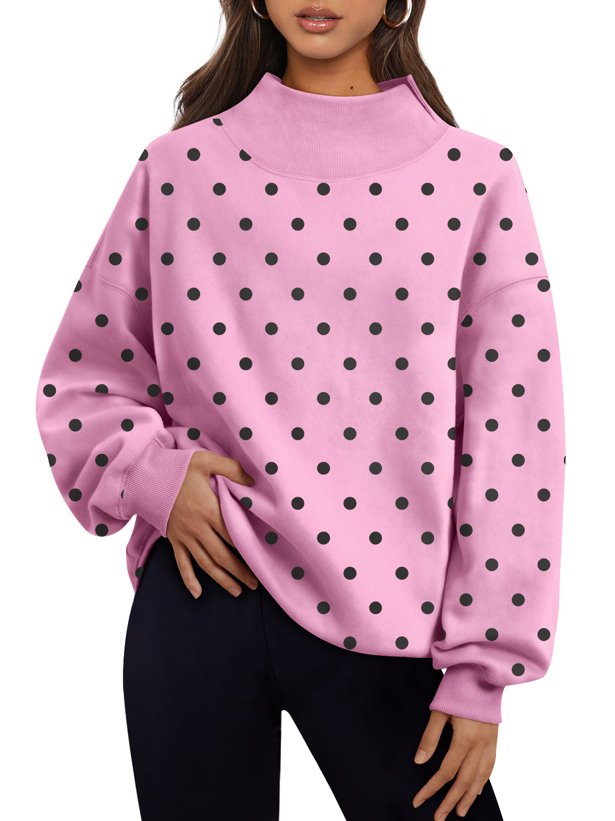 Trendy Queen Womens Mock Neck Sweatshirts Oversized Pullover Fall Outfits Fall Fashion Clothes 2026
