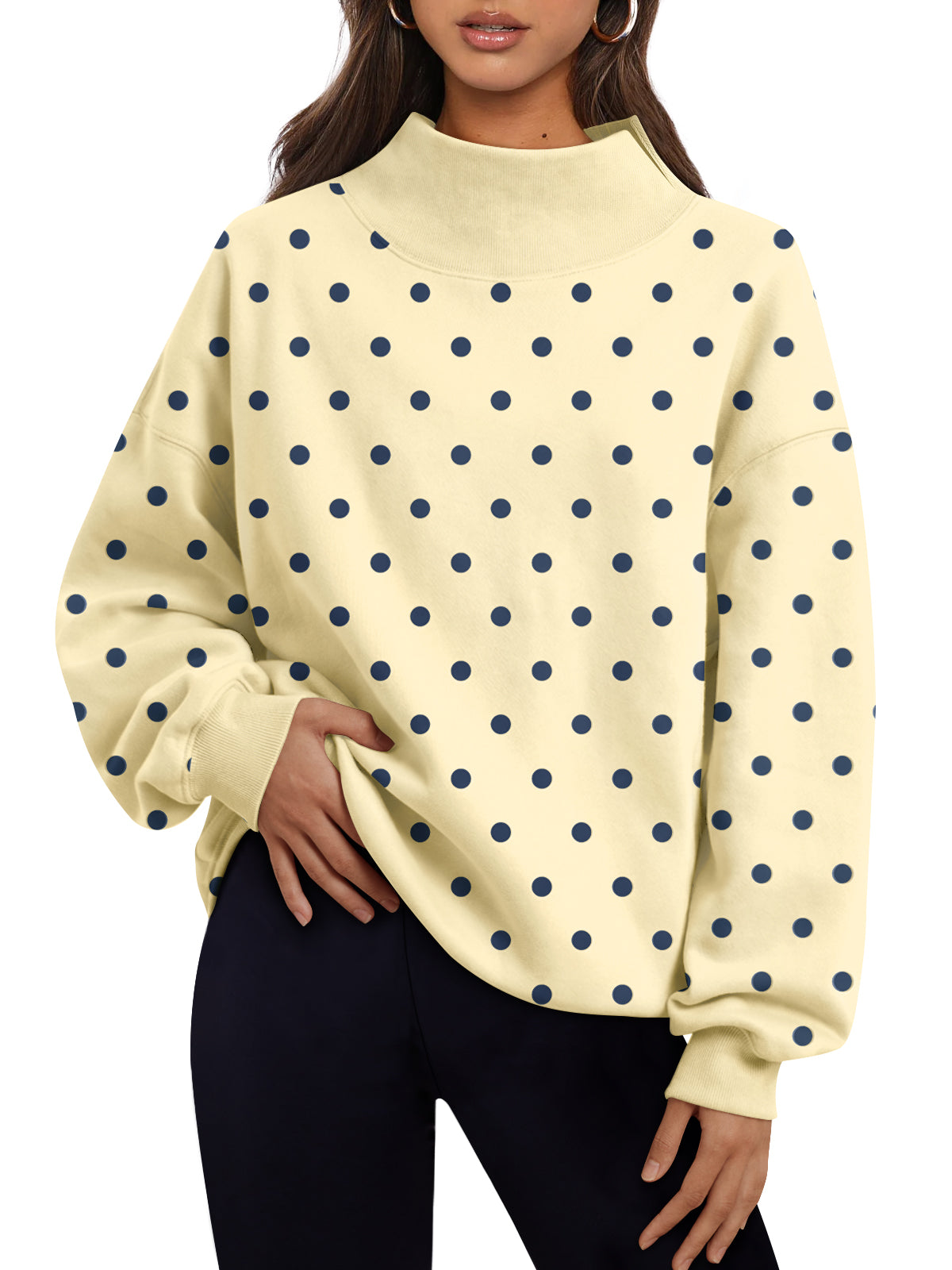 Trendy Queen Womens Mock Neck Sweatshirts Oversized Pullover Fall Outfits Fall Fashion Clothes 2026