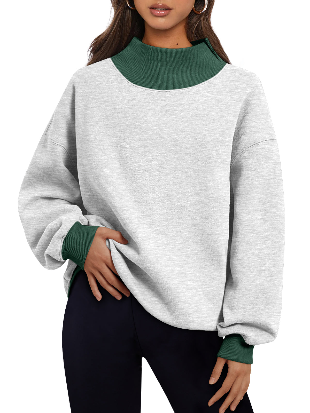 Trendy Queen Womens Mock Neck Sweatshirts Oversized Pullover Fall Outfits Fall Fashion Clothes 2026