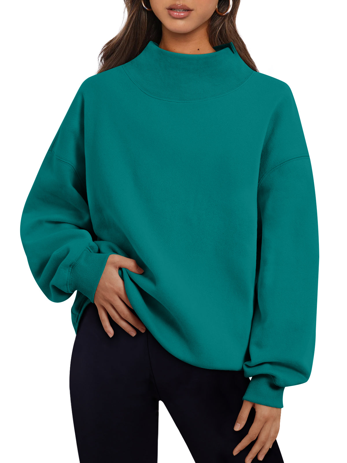 Trendy Queen Womens Mock Neck Sweatshirts Oversized Pullover Fall Outfits Fall Fashion Clothes 2026