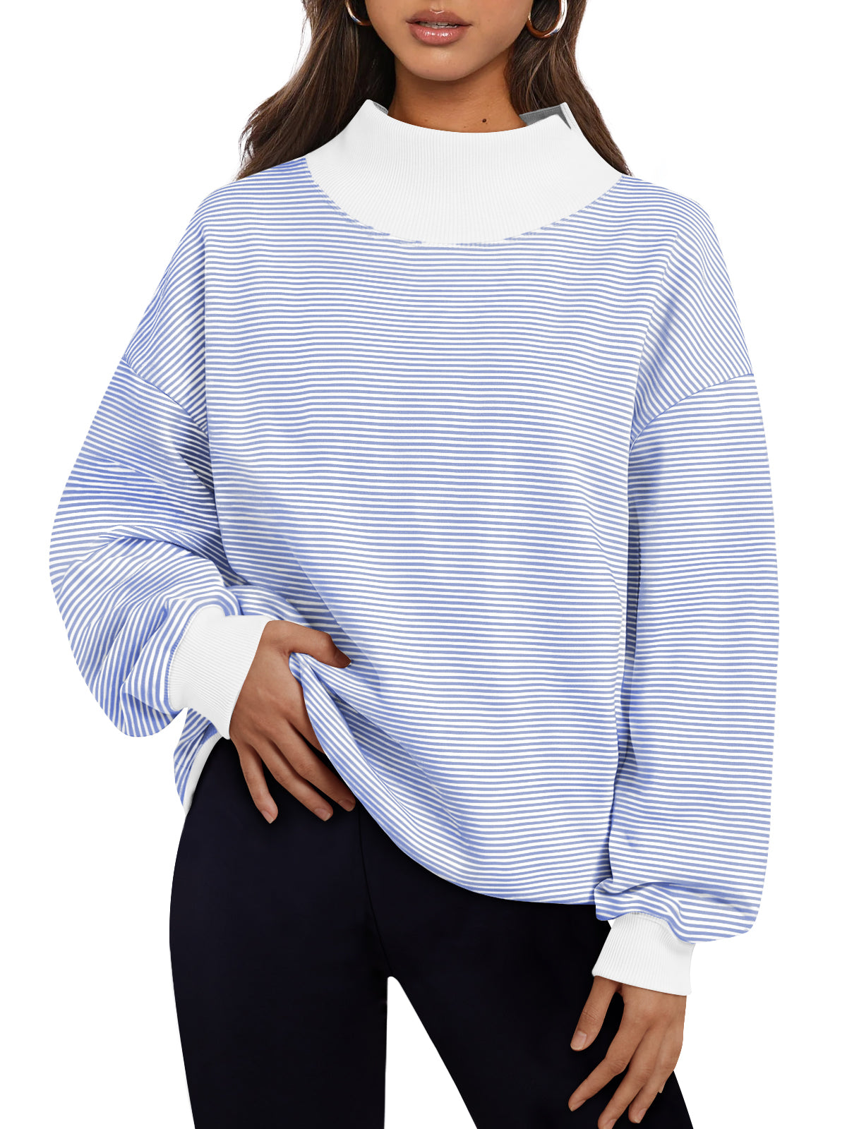 Trendy Queen Womens Mock Neck Sweatshirts Oversized Pullover Fall Outfits Fall Fashion Clothes 2026