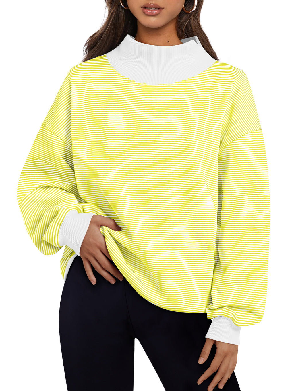 Trendy Queen Womens Mock Neck Sweatshirts Oversized Pullover Fall Outfits Fall Fashion Clothes 2026