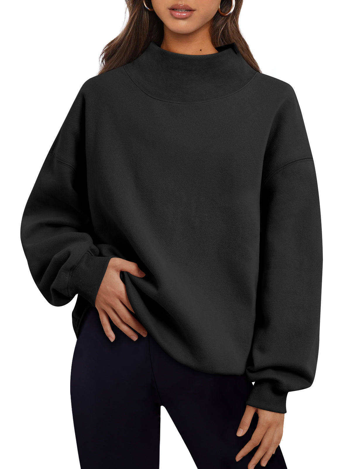 Trendy Queen Womens Mock Neck Sweatshirts Oversized Pullover Fall Outfits Fall Fashion Clothes 2026
