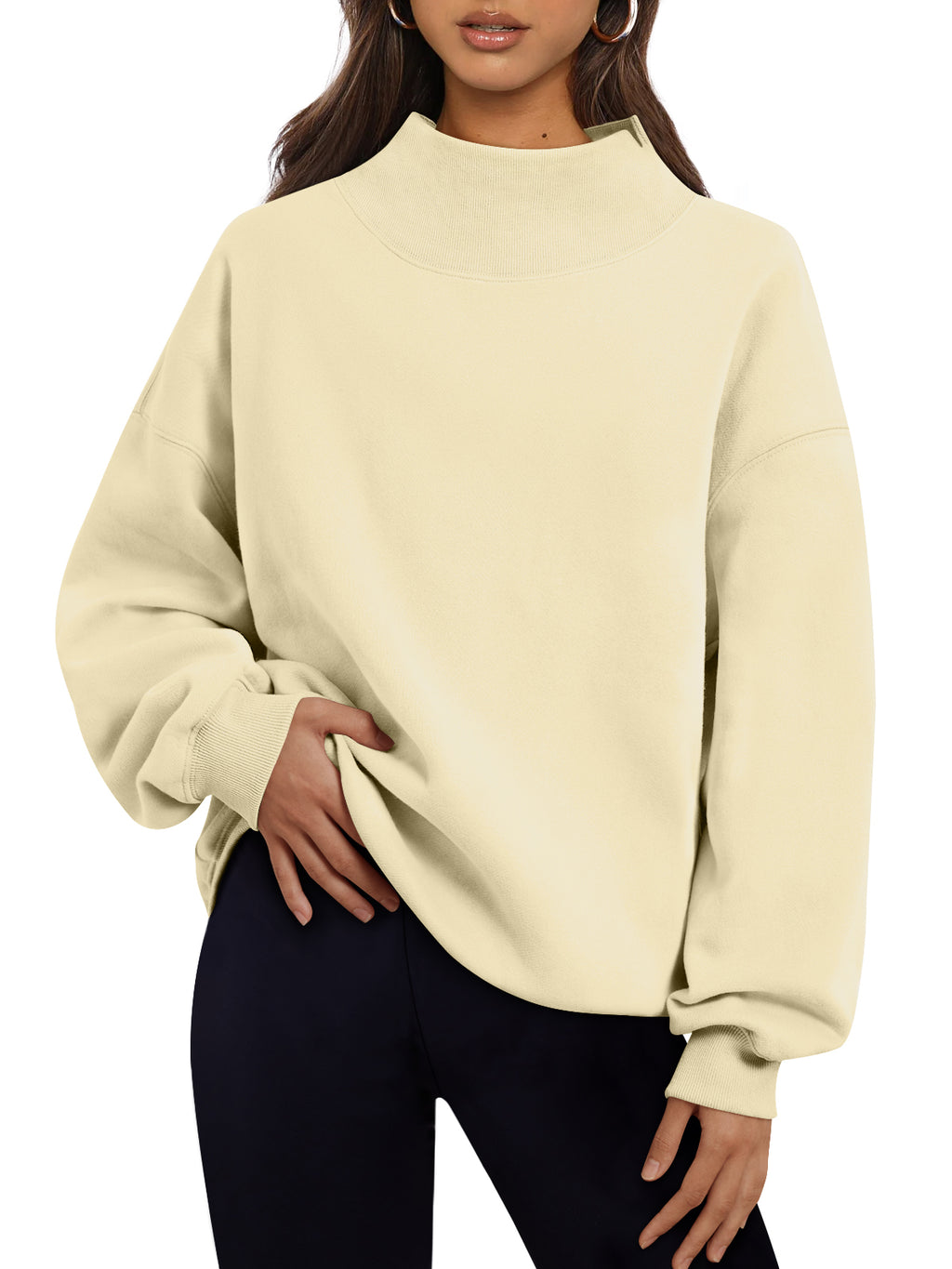 Trendy Queen Womens Mock Neck Sweatshirts Oversized Pullover Fall Outfits Fall Fashion Clothes 2026