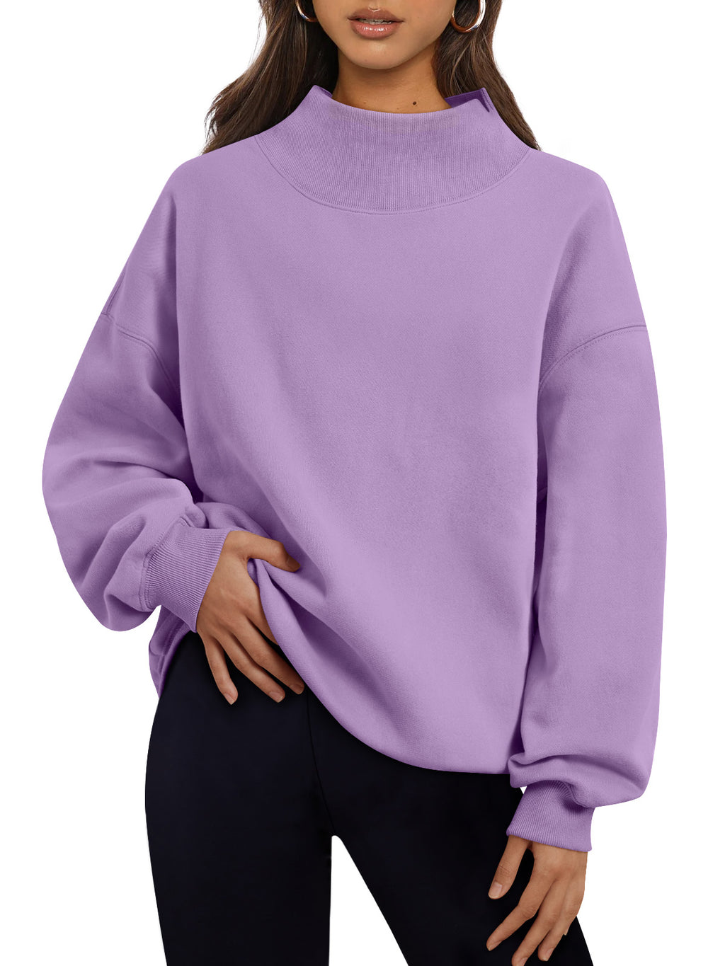 Trendy Queen Womens Mock Neck Sweatshirts Oversized Pullover Fall Outfits Fall Fashion Clothes 2026