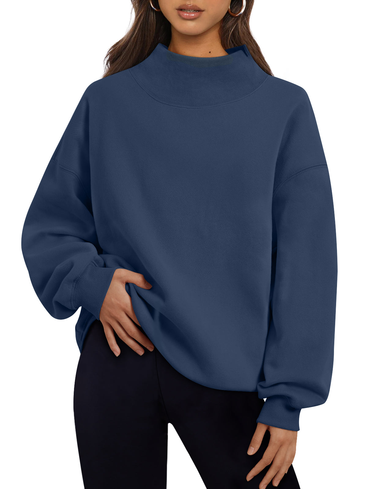 Trendy Queen Womens Mock Neck Sweatshirts Oversized Pullover Fall Outfits Fall Fashion Clothes 2026