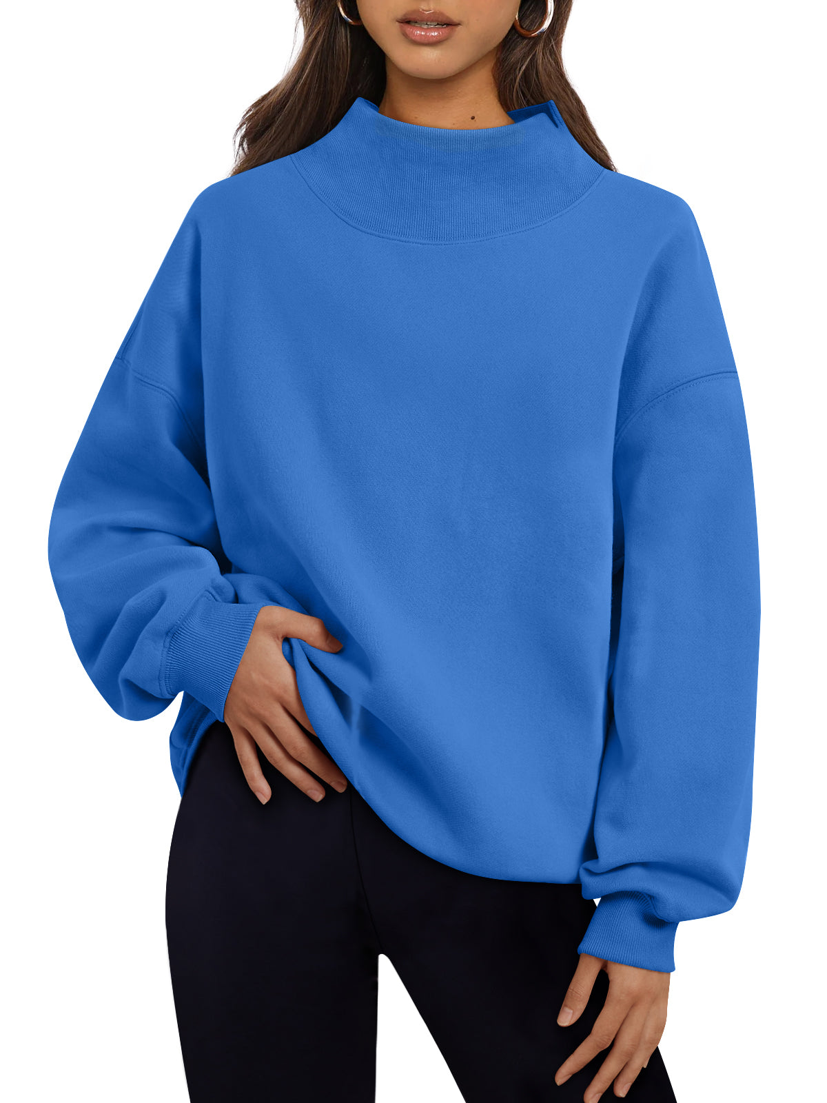 Trendy Queen Womens Mock Neck Sweatshirts Oversized Pullover Fall Outfits Fall Fashion Clothes 2026