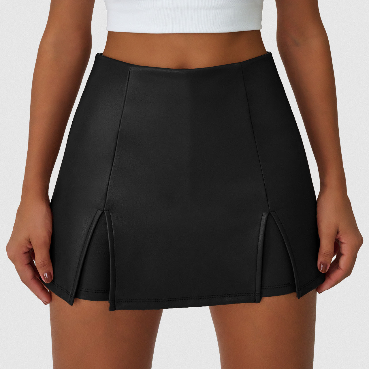 TrendyQueen Womens Fuax Leather Skirt High Waisted Bodycon Pencil Mini Skirts with Shorts