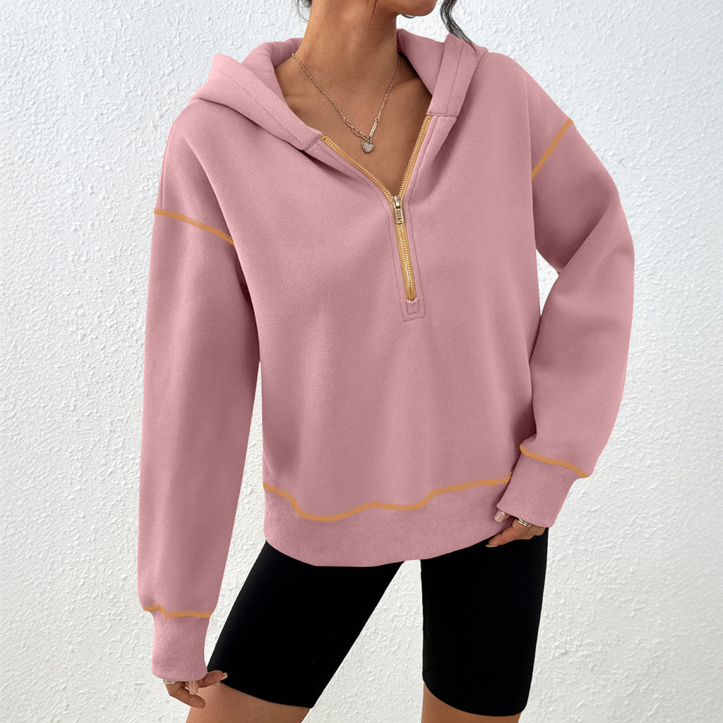 Trendy Queen Women's 2025 Fall Hooded Sweatshirts Long Sleeve Half Zip Cropped Hoodies Pullover Winter Fashion Clothes for Everyday Wear