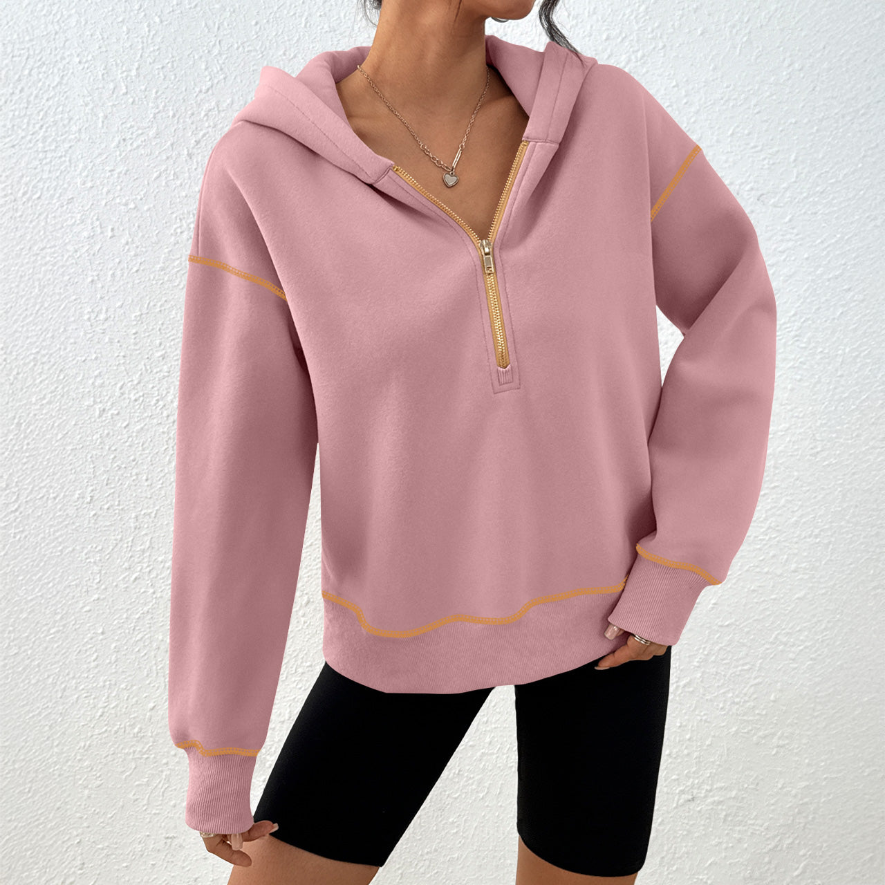 Trendy Queen Women's 2025 Fall Hooded Sweatshirts Long Sleeve Half Zip Cropped Hoodies Pullover Winter Fashion Clothes for Everyday Wear