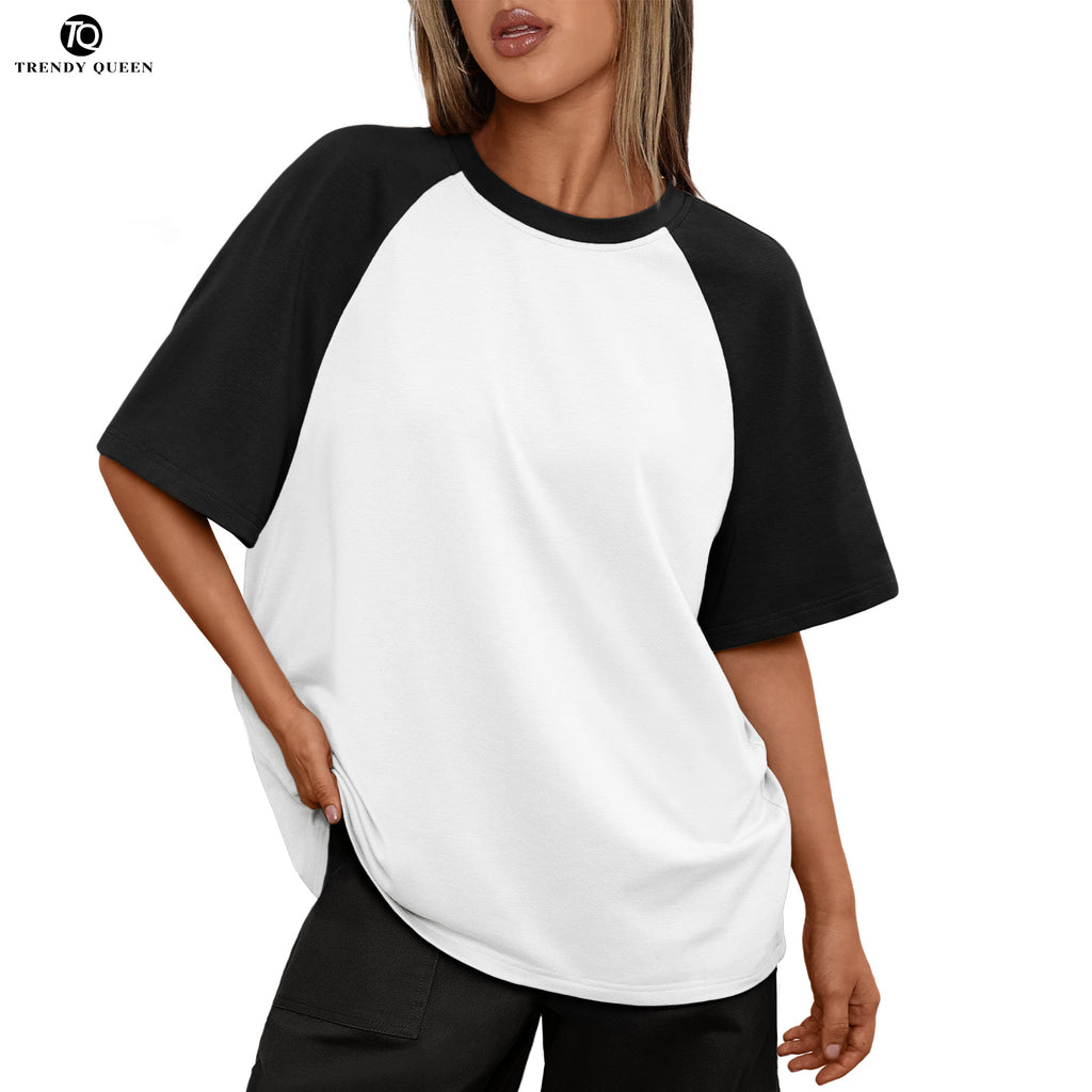 Trendy Queen Oversized Short Sleeve T Shirts for Women Workout Casual Summer Tops Loose Fit Cute Basic Tees