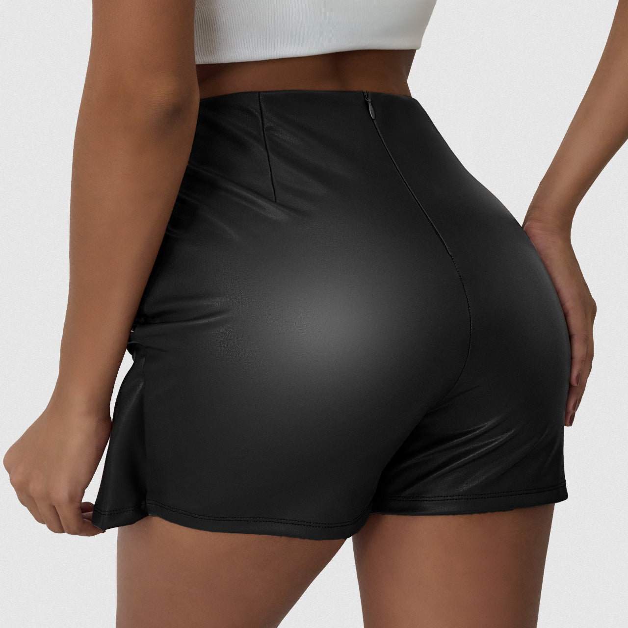 TrendyQueen Womens Fuax Leather Skirt High Waisted Bodycon Pencil Mini Skirts with Shorts