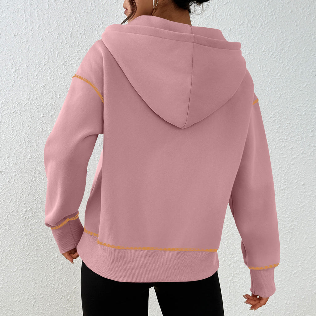 Trendy Queen Women's 2025 Fall Hooded Sweatshirts Long Sleeve Half Zip Cropped Hoodies Pullover Winter Fashion Clothes for Everyday Wear