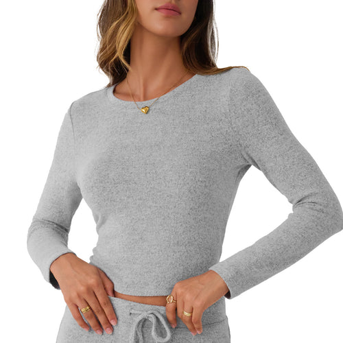 Trend Queen Women's Textured Mélange Set - Long Sleeve Top & Lounge Pants