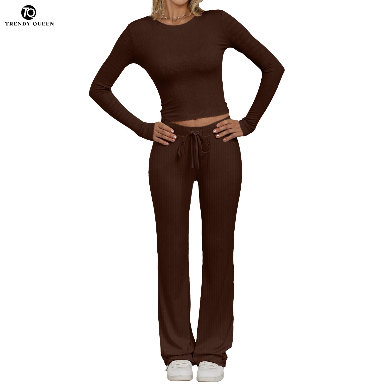 Trendy Queen Women's Everyday Co-ord Set - Fitted Top & Adjustable High-Rise Pants