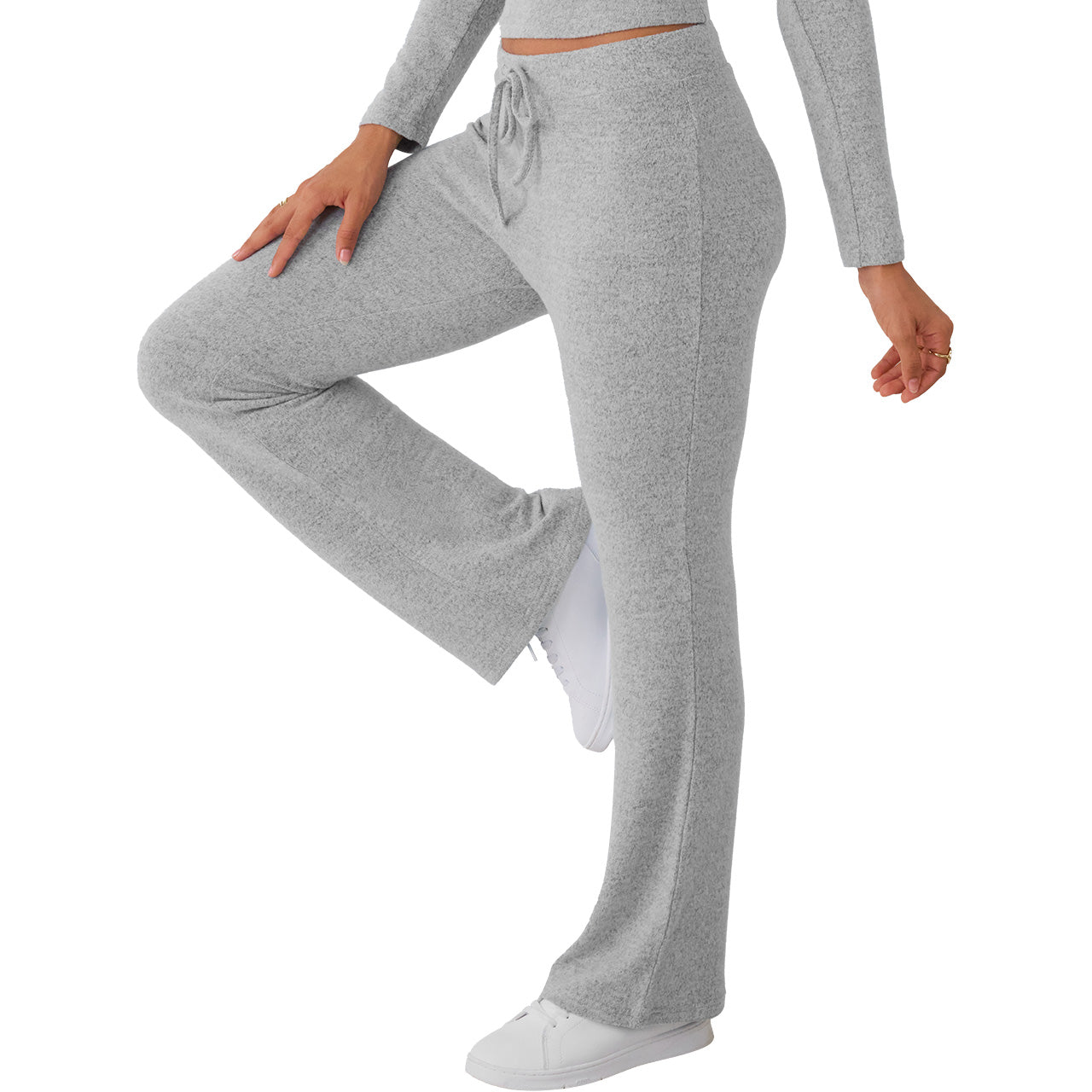 Trend Queen Women's Textured Mélange Set - Long Sleeve Top & Lounge Pants