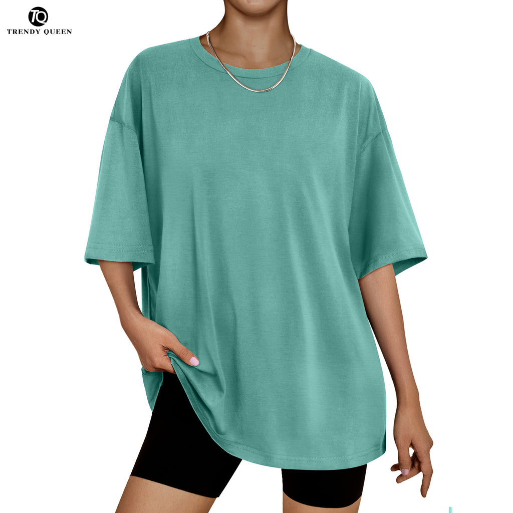 Trendy Queen Womens Oversized Summer T Shirts Business Casual Dressy Tops Beach Vacation Clothes Spring Fashion 2025