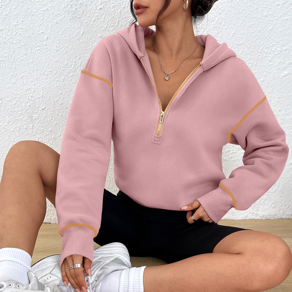 Trendy Queen Women's 2025 Fall Hooded Sweatshirts Long Sleeve Half Zip Cropped Hoodies Pullover Winter Fashion Clothes for Everyday Wear