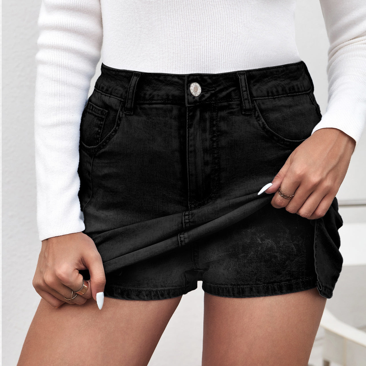 AUTOMET Vintage Wash Denim Midi Skirt