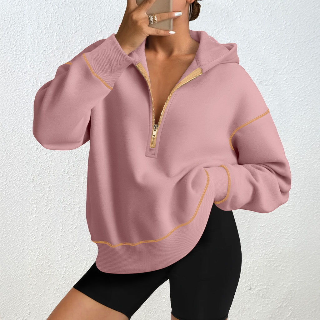 Trendy Queen Women's 2025 Fall Hooded Sweatshirts Long Sleeve Half Zip Cropped Hoodies Pullover Winter Fashion Clothes for Everyday Wear