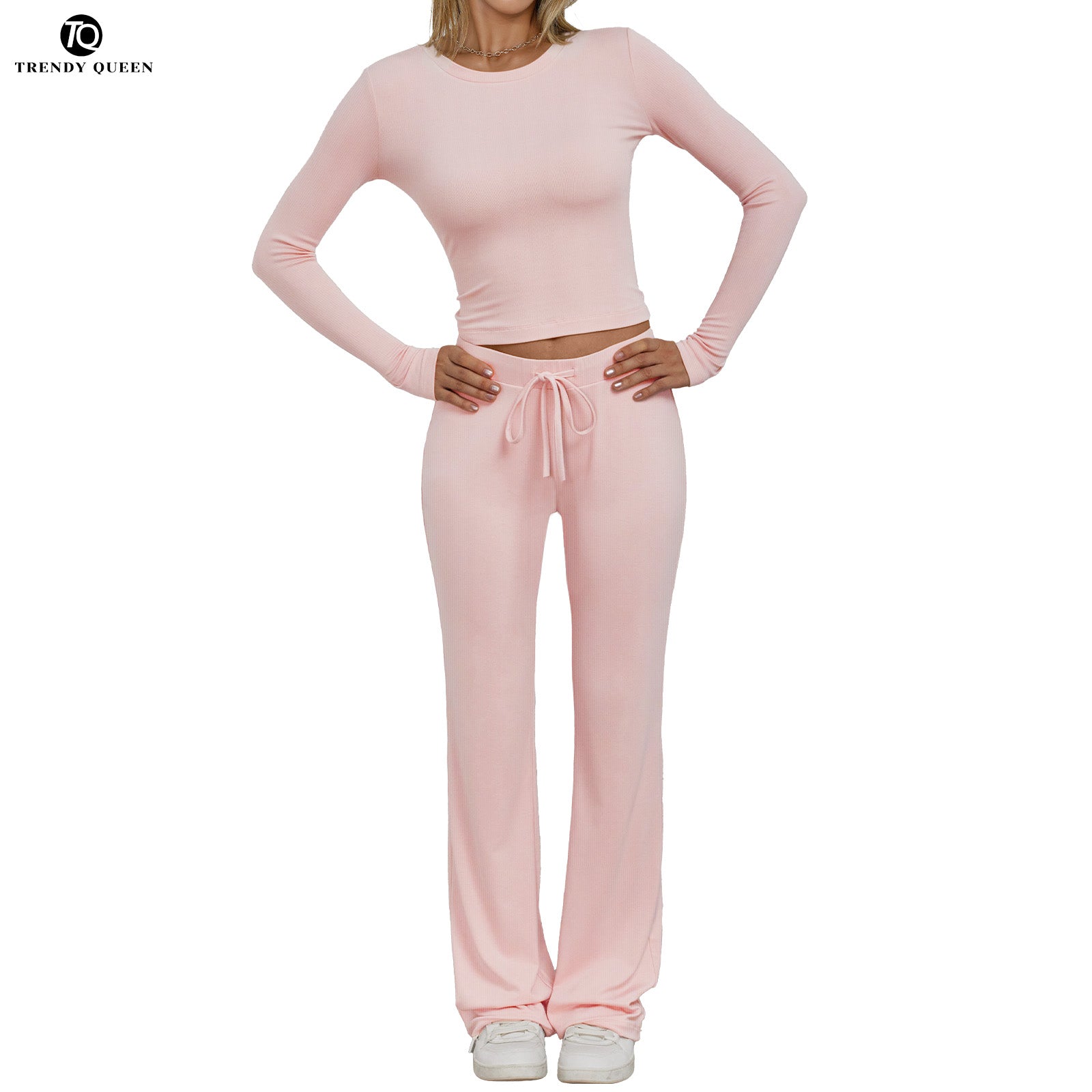 Trendy Queen Women's Everyday Co-ord Set - Fitted Top & Adjustable High-Rise Pants
