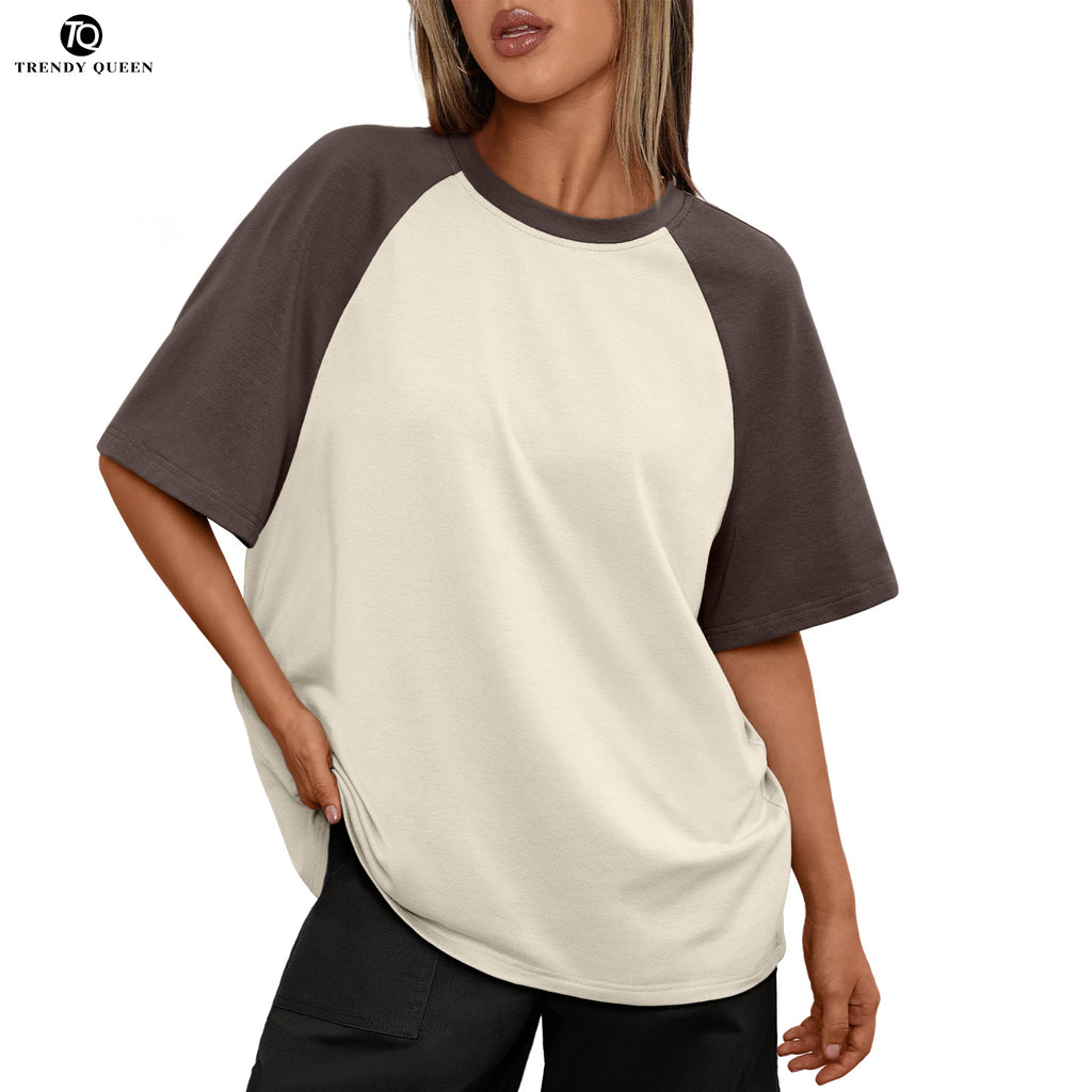 Trendy Queen Oversized Short Sleeve T Shirts for Women Workout Casual Summer Tops Loose Fit Cute Basic Tees