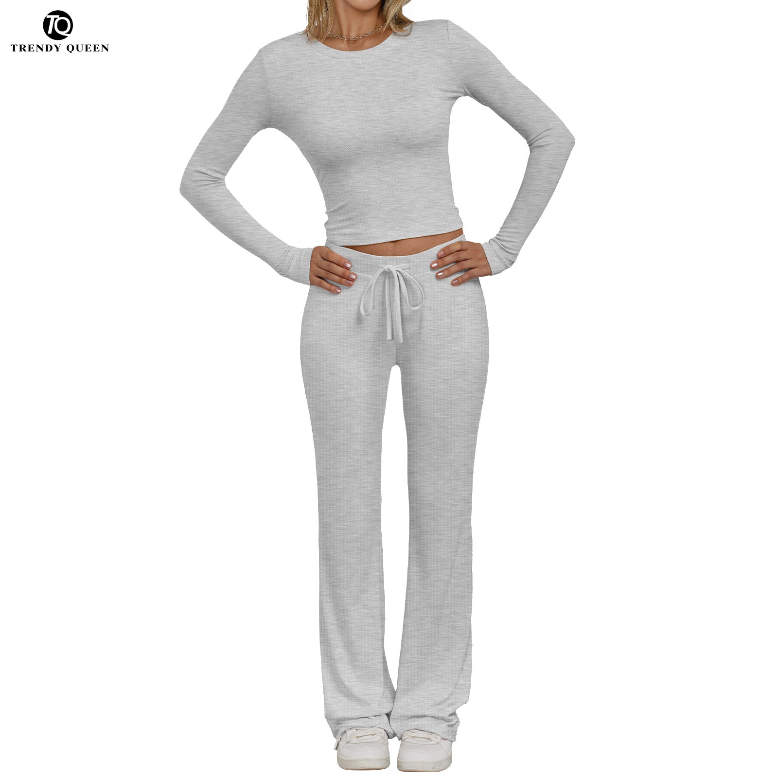 Trendy Queen Women's Everyday Co-ord Set - Fitted Top & Adjustable High-Rise Pants